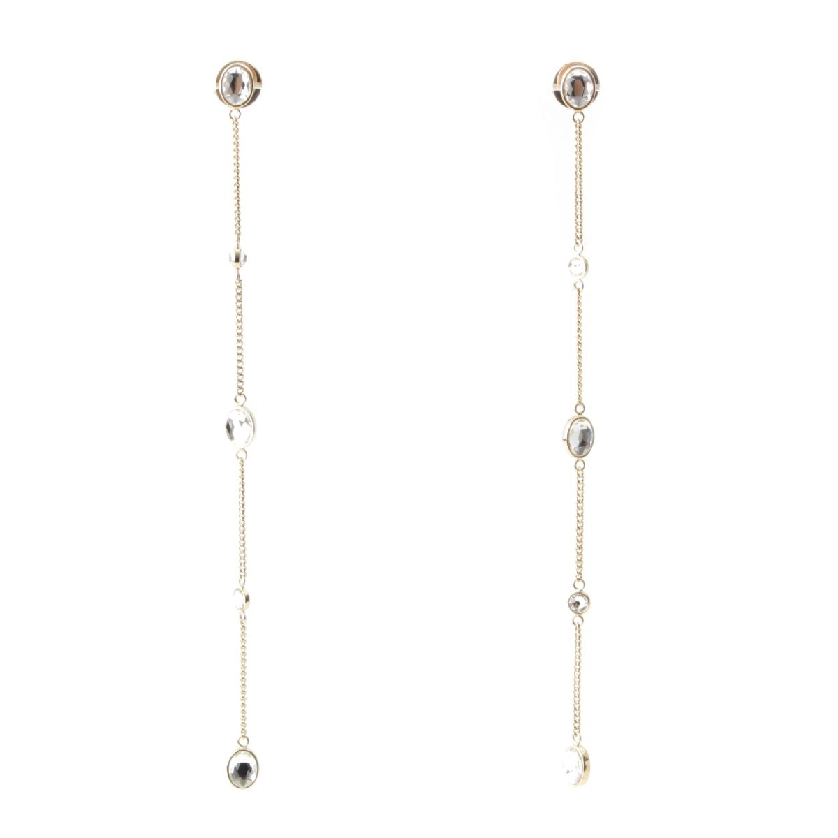 MIUMIU 24Stainless Steel Gold Plated Rhinestone chain Pierce Accessories gold