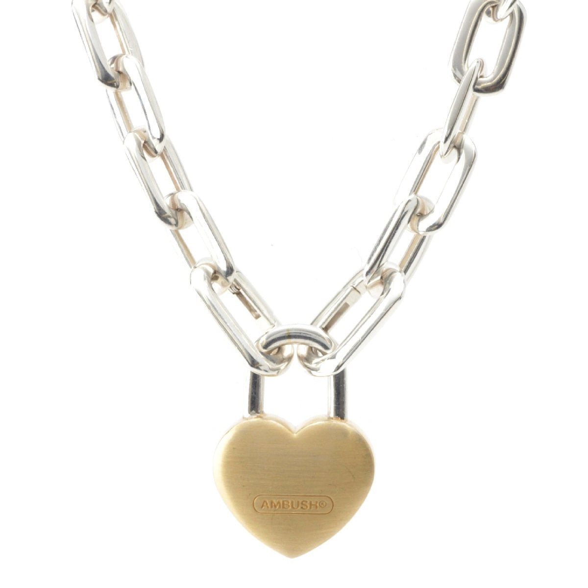 AMBUSH Small Heart Padlock Chain Necklace Accessories 925 Silver 59.8g