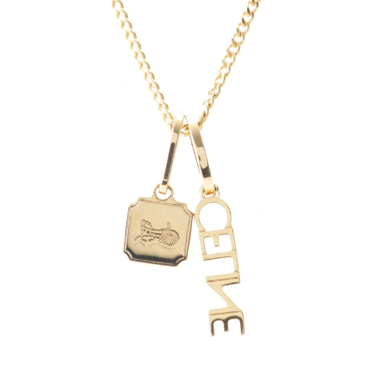 CELINE Gold Plated Logo initial separable Necklace Accessories gold