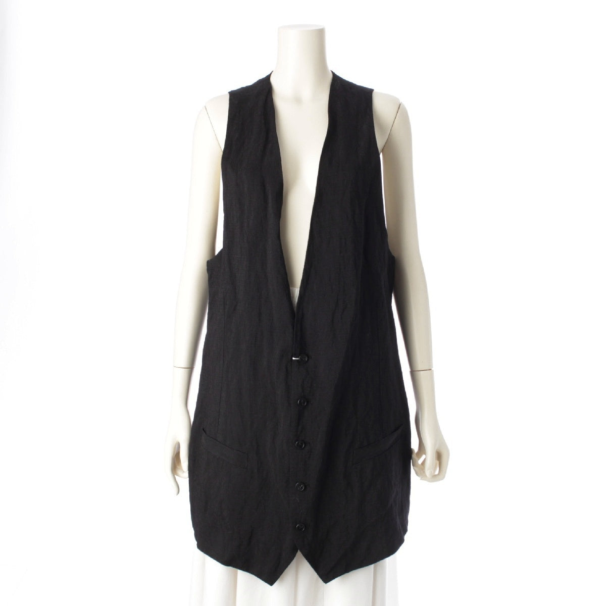 MM6 25Stainless Steel Maison Margiela wool Wrinkles Long Gilet Best Tops Coats Outerwear S52FB0093 black 38