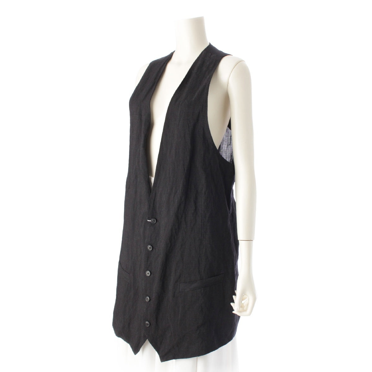 MM6 25Stainless Steel Maison Margiela wool Wrinkles Long Gilet Best Tops Coats Outerwear S52FB0093 black 38