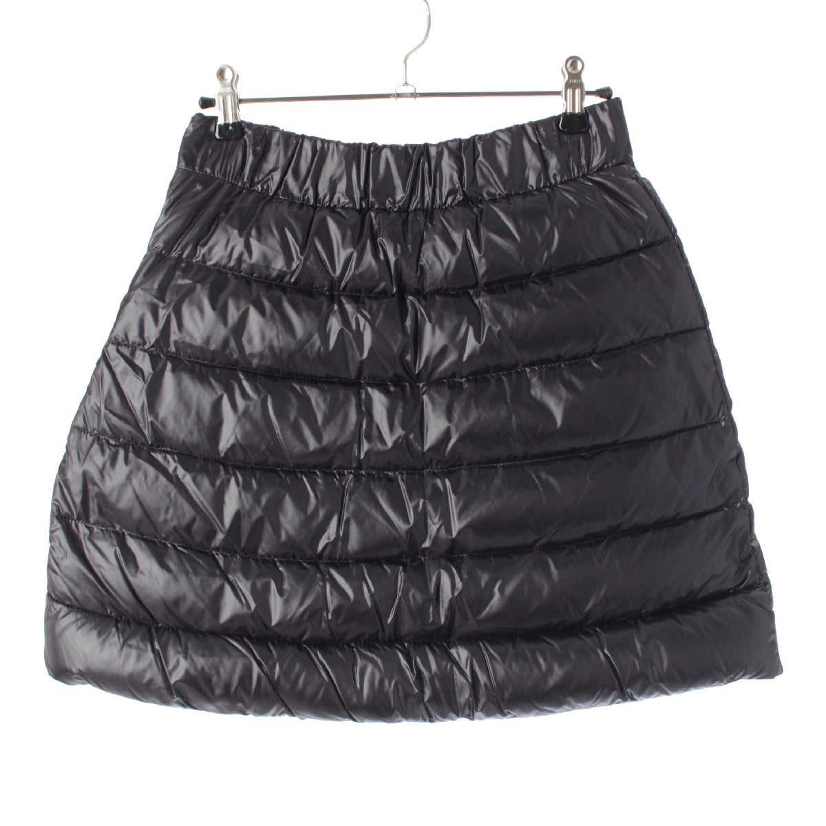 Herno Nylon down ribbon Mini skirt Logo engraving GP000003D Black Silver Metal 40