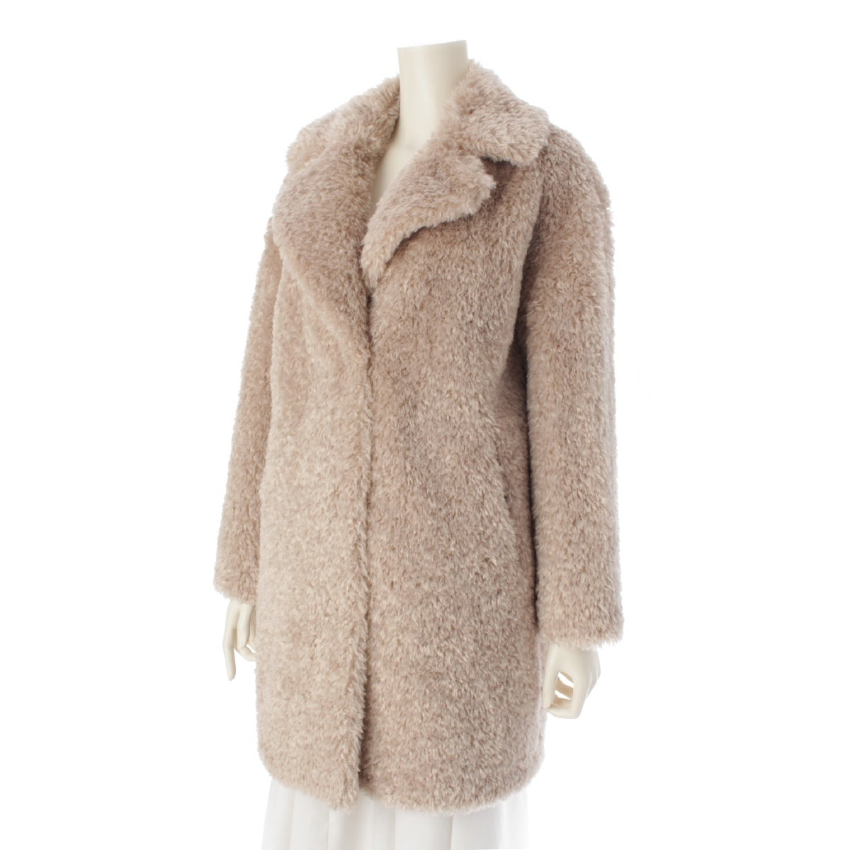 Herno CURLY FAUX FUR OVERSIZE FIT Eco fur boa over- coat outer CA0005000 beige 40