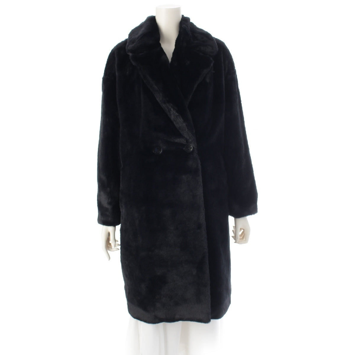 Herno Ecophor ASOFT FUX Double Breasted Long coat outer CA000440D blue-black 38