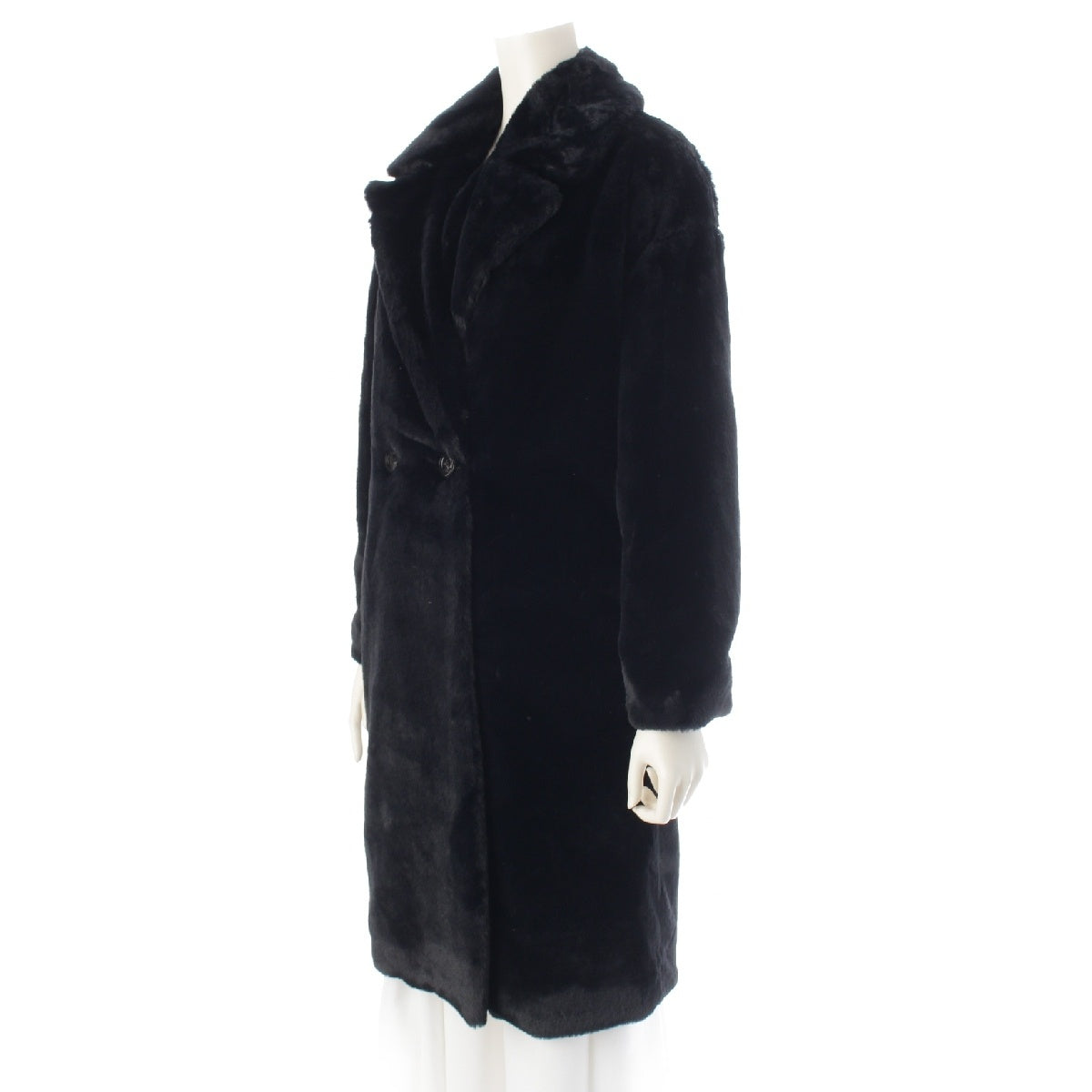 Herno Ecophor ASOFT FUX Double Breasted Long coat outer CA000440D blue-black 38