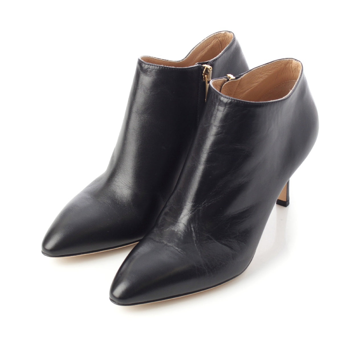 Sergio Rossi leather Side Zip Short boots shoes black 36.5