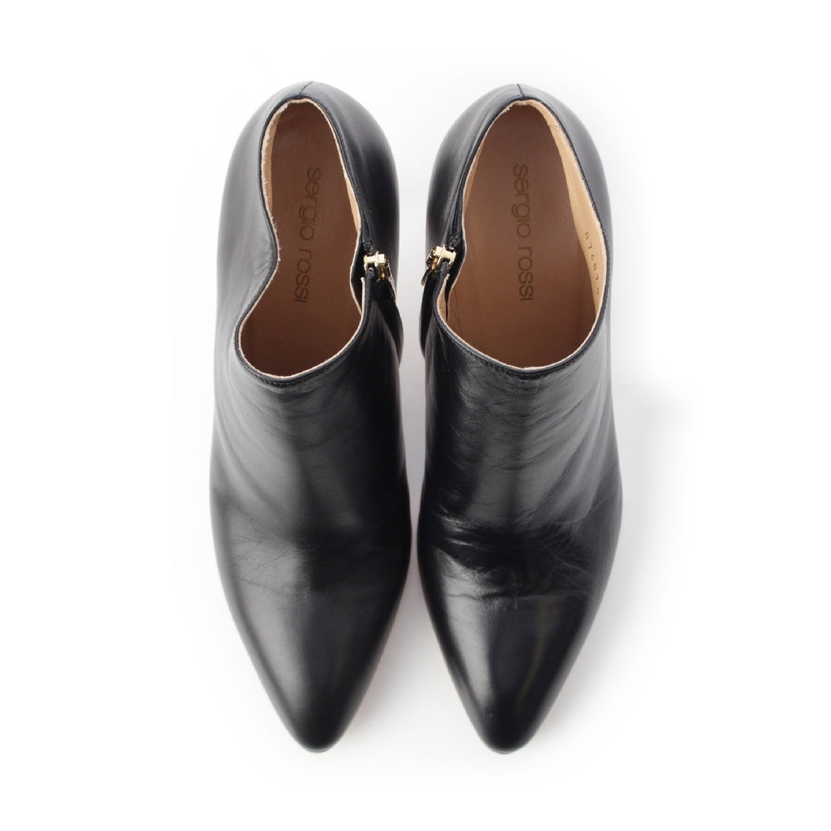 Sergio Rossi leather Side Zip Short boots shoes black 36.5