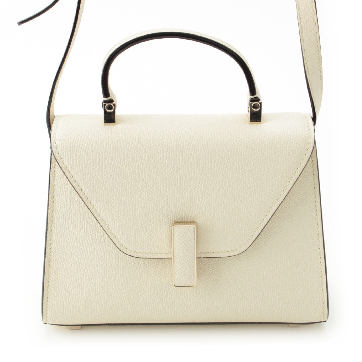 Valextra Micro idea Soft Calfskin Skin 2way top handle Shoulder Bag White GoldMetal