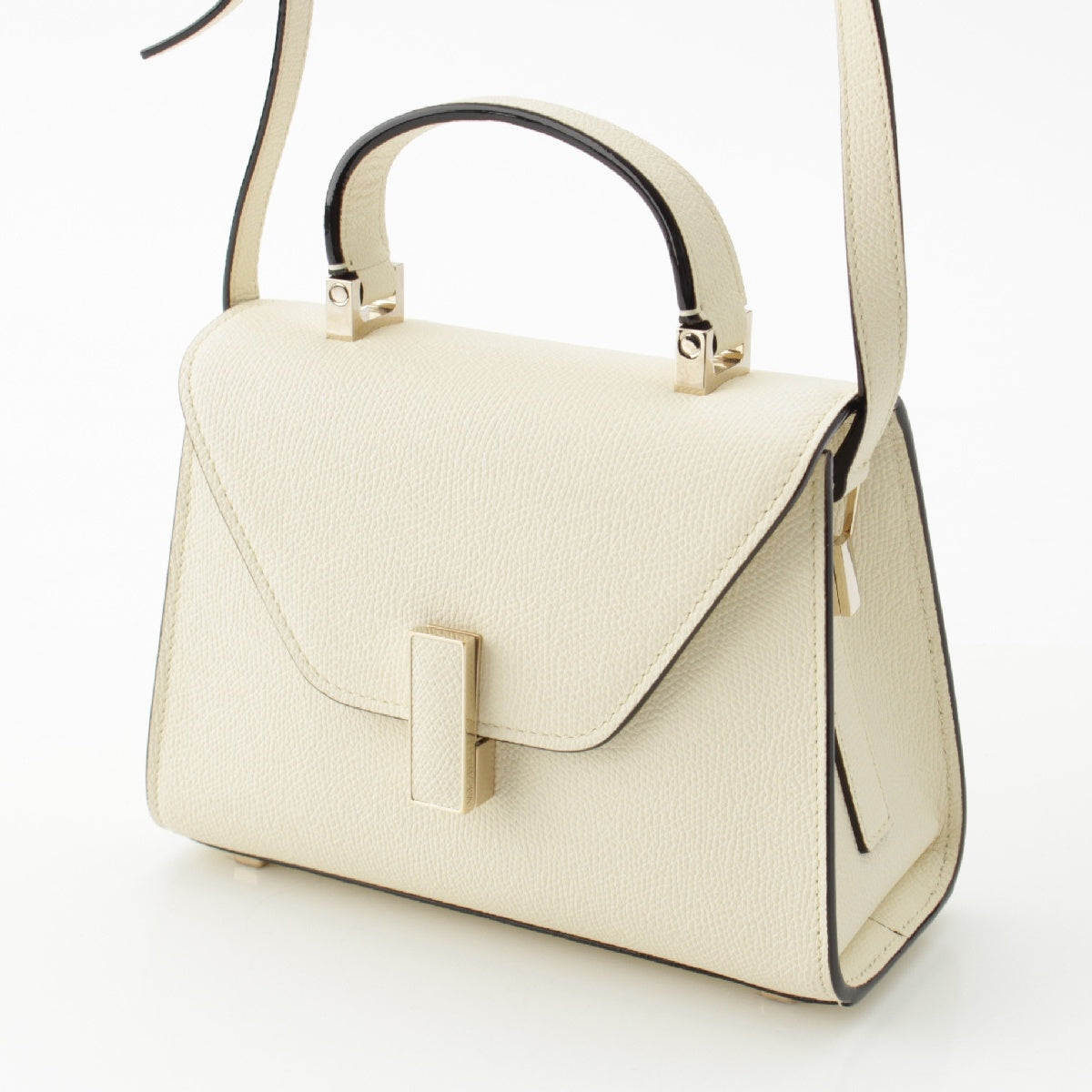 Valextra Micro idea Soft Calfskin Skin 2way top handle Shoulder Bag White GoldMetal