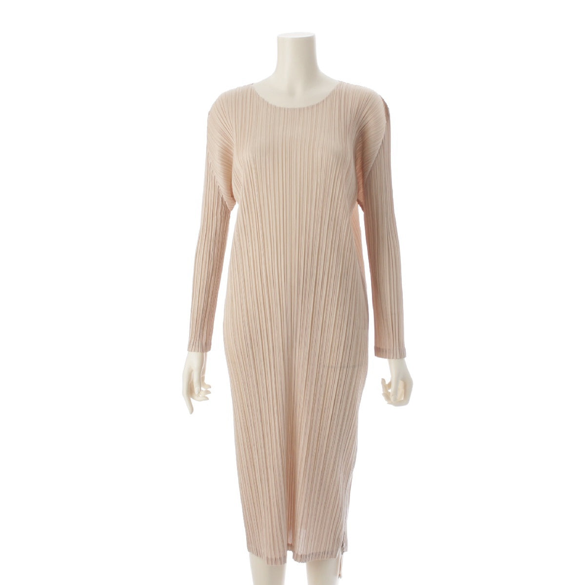 PLEATS PLEASE ISSEY  Side zip slit long one piece dress PP13-JH157 beige 2