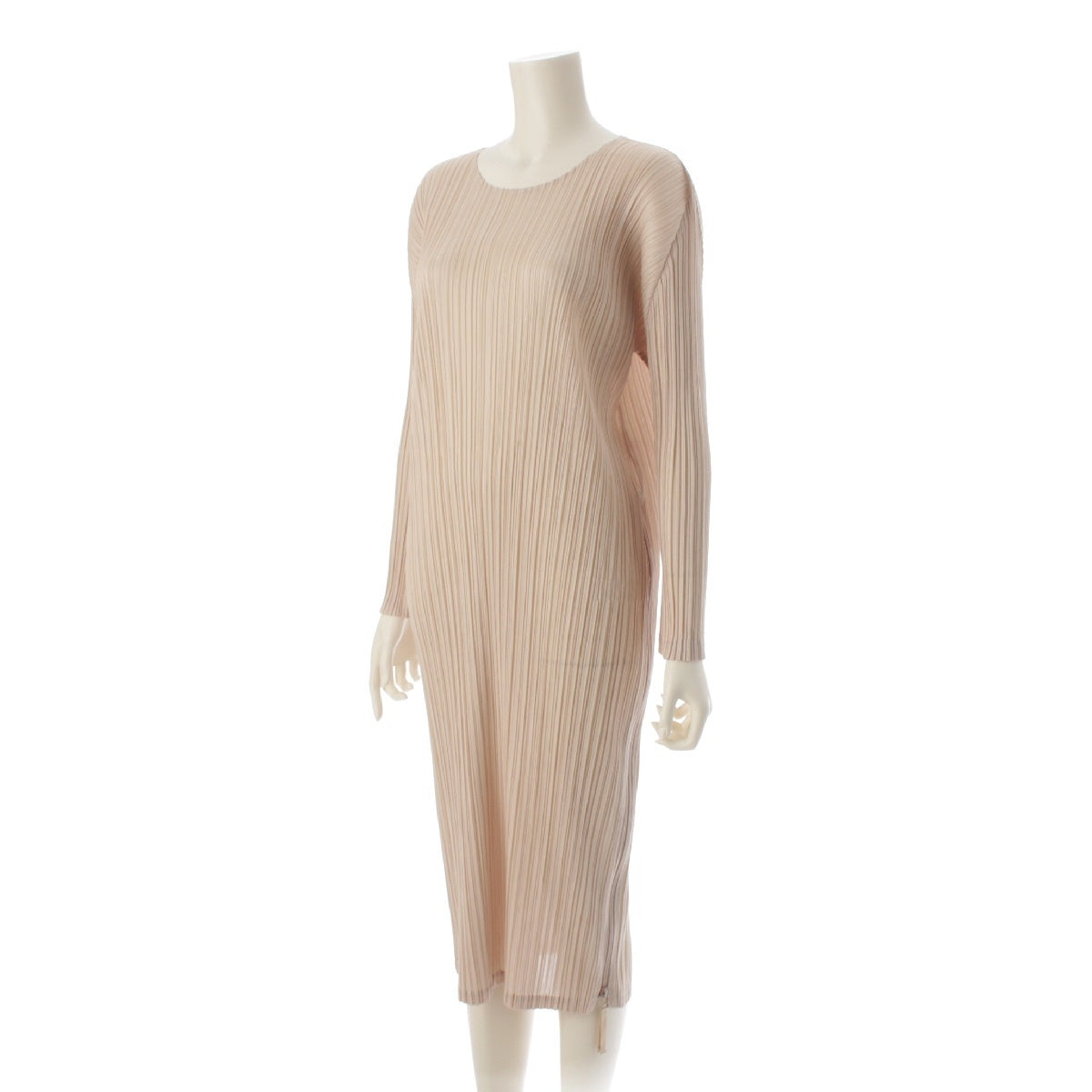 PLEATS PLEASE ISSEY  Side zip slit long one piece dress PP13-JH157 beige 2
