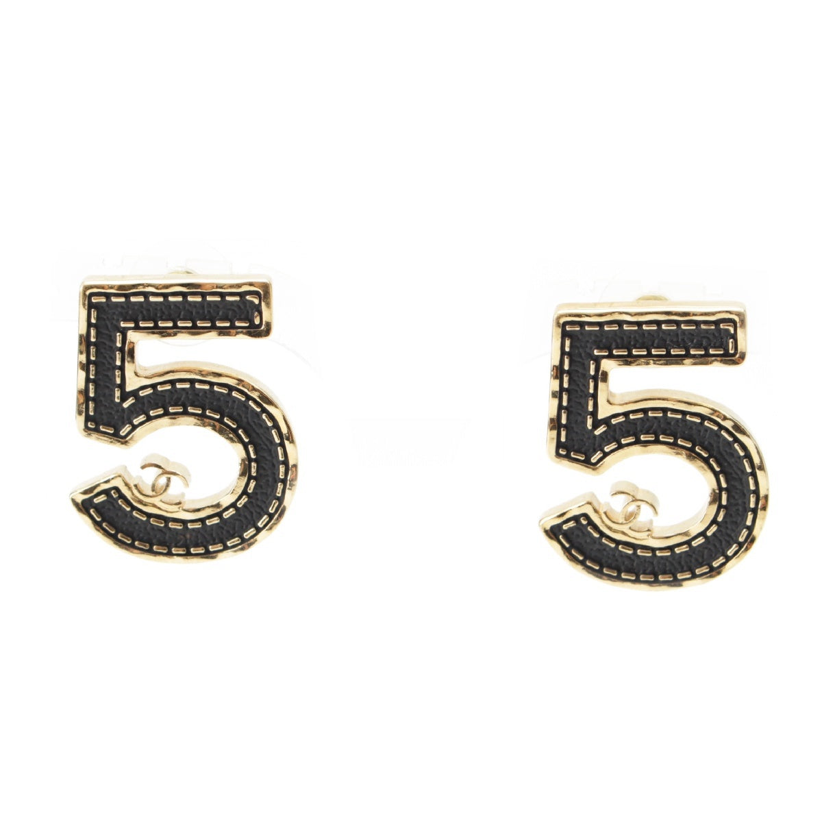 CHANEL B23S No.5 COCO Mark Pierce Earring accessories Gold black