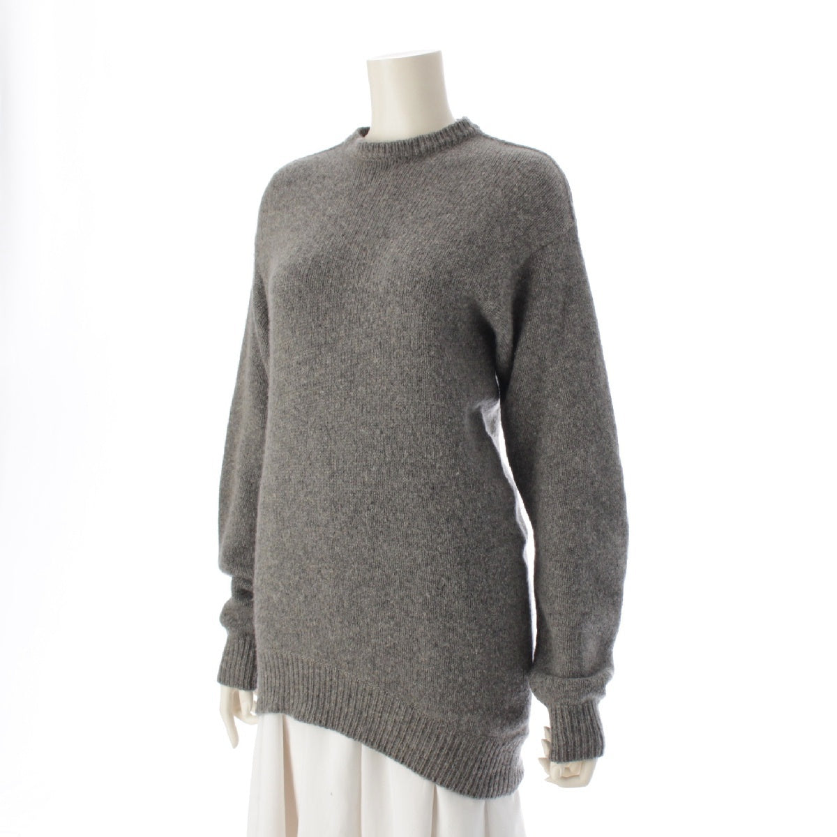 CELINE Phoebe period Cashmere Mohair Cool Neck Knit sweater Long sleeve top gray XS