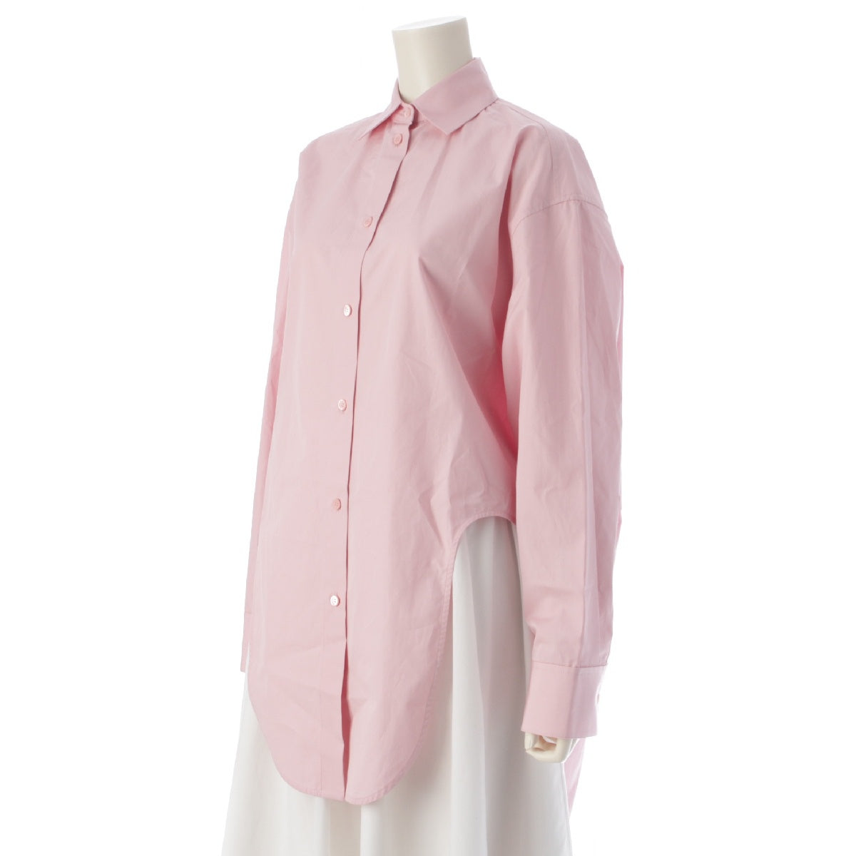 LOEWE soft cotton poplin Draped shirt with curved cut and embroidered anagram Long sleeve shirt tops S359Y05XCV pink 32