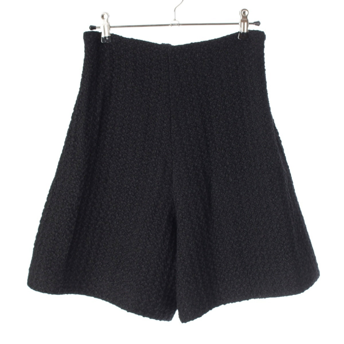 Cygne wool tweed Side zip culottes short Pants Bottoms black 1