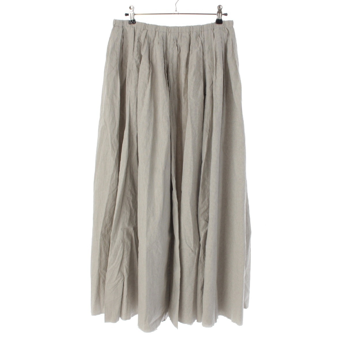 ETRE TOKYO 24AW cotton Random tuck volume check back zip skirt 1224621130 gray S