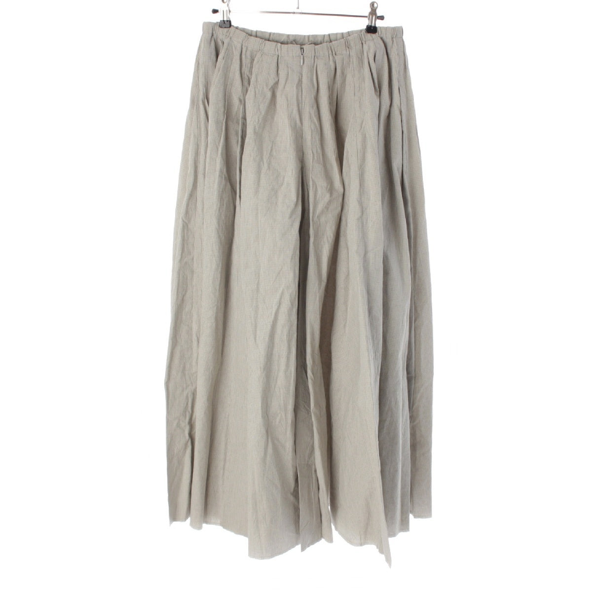 ETRE TOKYO 24AW cotton Random tuck volume check back zip skirt 1224621130 gray S