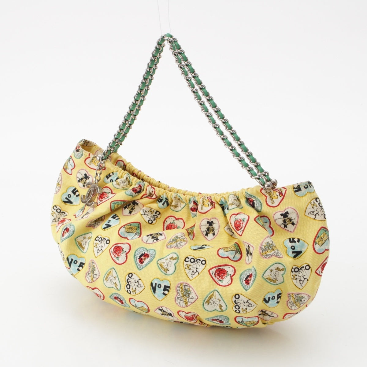 CHANEL Valentine Heart Icon COCO Mark ChainShoulder Handbag yellow