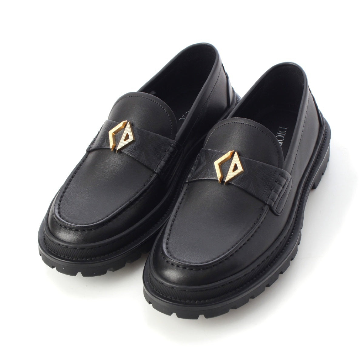 Dior Explorer Smooth Calfskin Leather CD logo loafers Leather shoes 3LO126ZSC Black gold 40