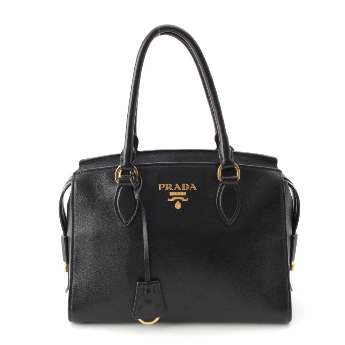 PRADA Safiano leather 2WAY Handbag 1BA164 Black xGP Gold