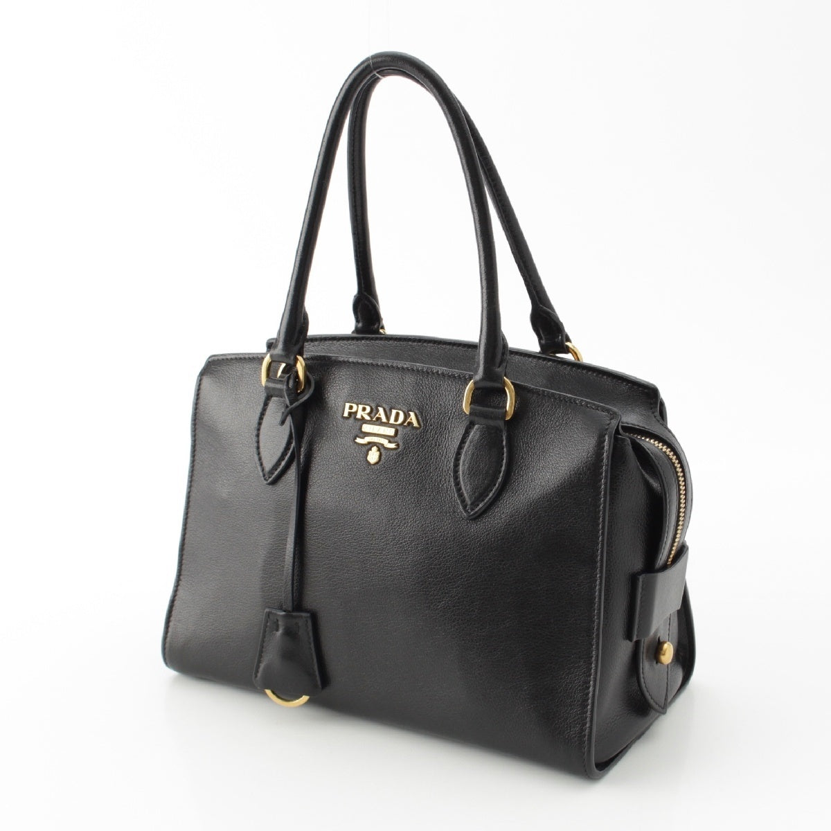 PRADA Safiano leather 2WAY Handbag 1BA164 Black xGP Gold