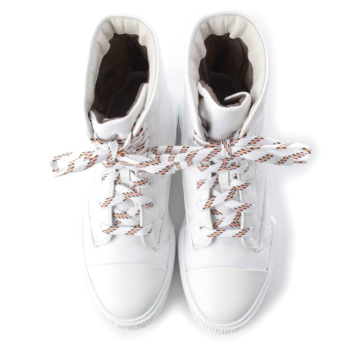 HERMES Calf leather fresh boots parachute fabric H242071Z white 37 1/2