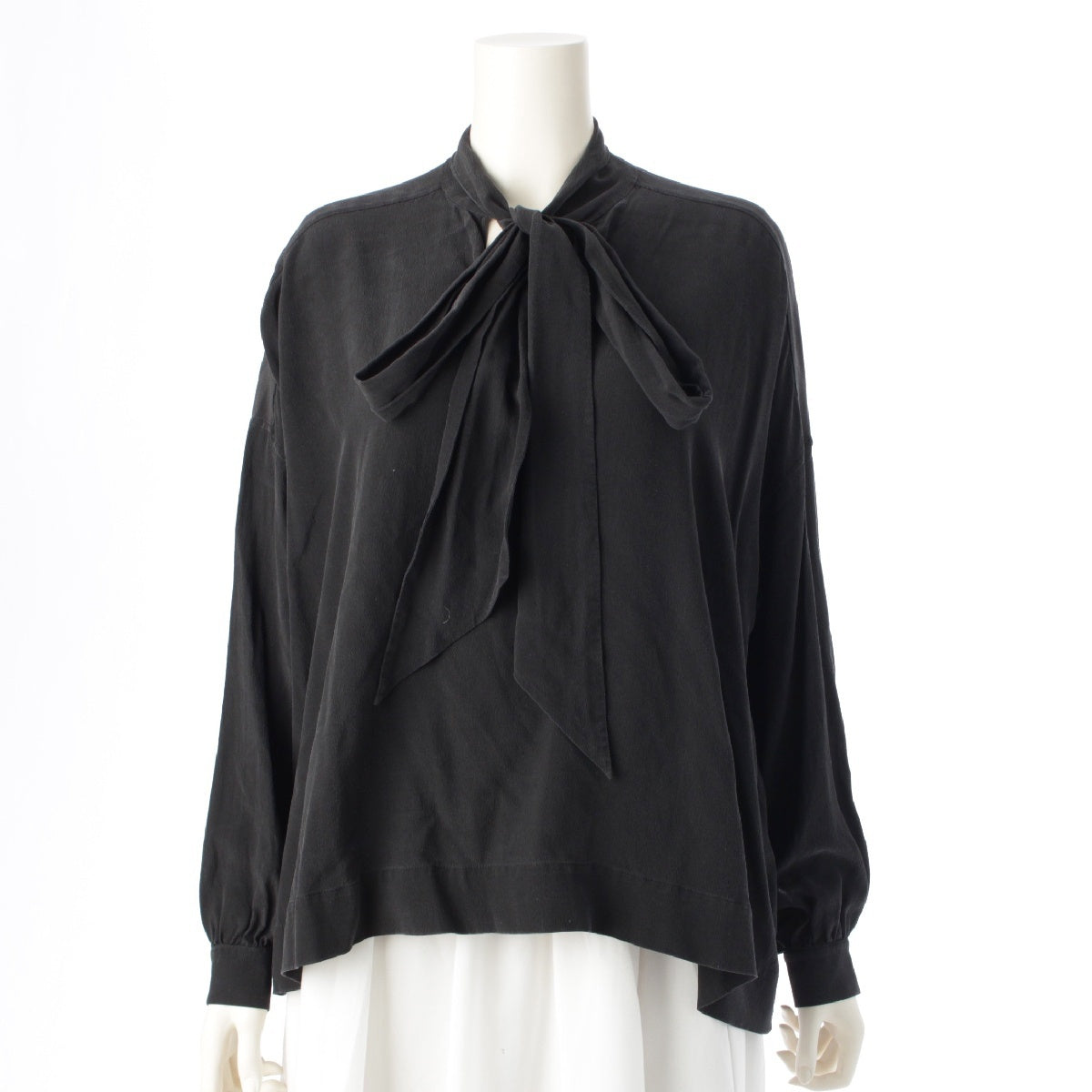 BALENCIAGA 18 years silk Bow tie blouse tops 482308 black 34