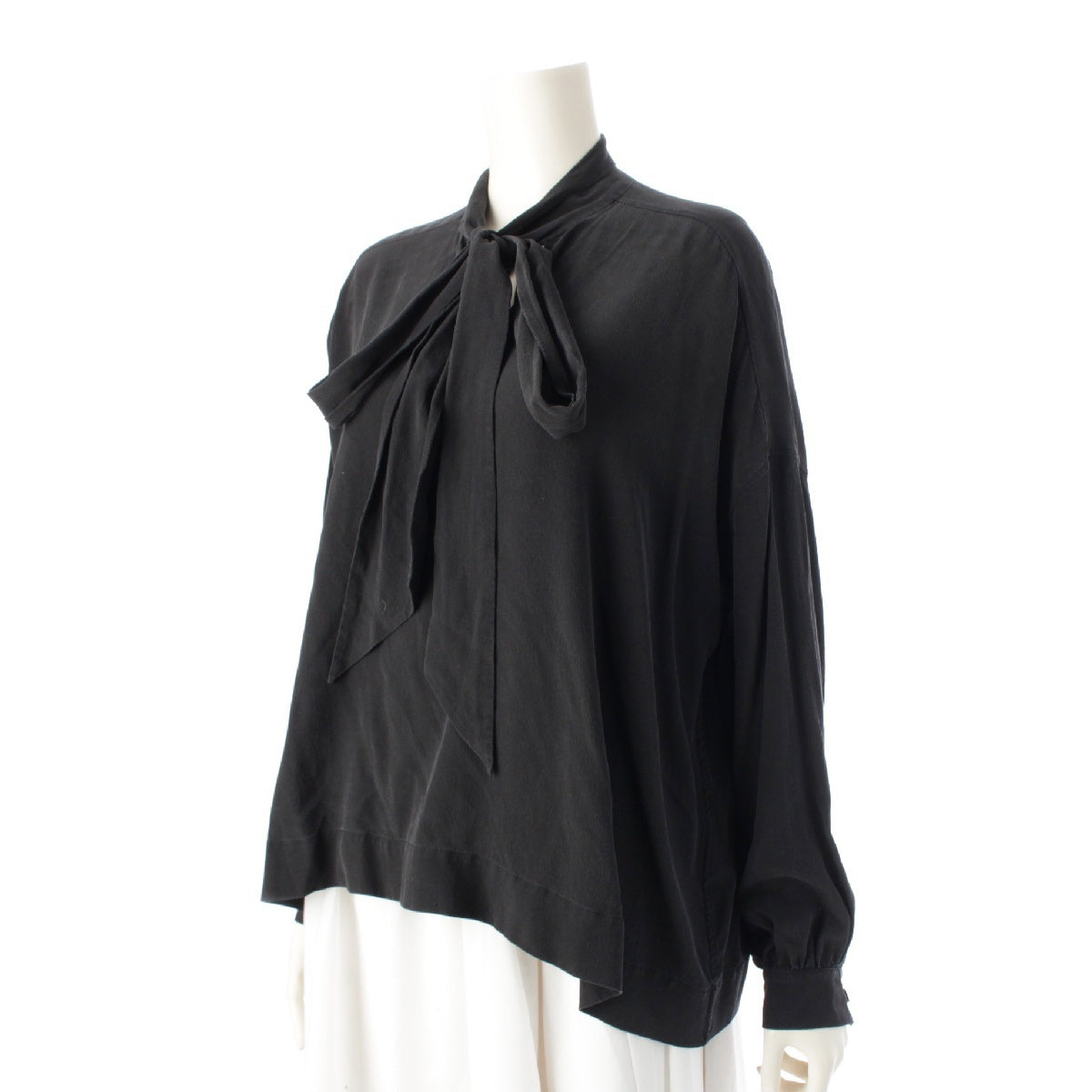 BALENCIAGA 18 years silk Bow tie blouse tops 482308 black 34