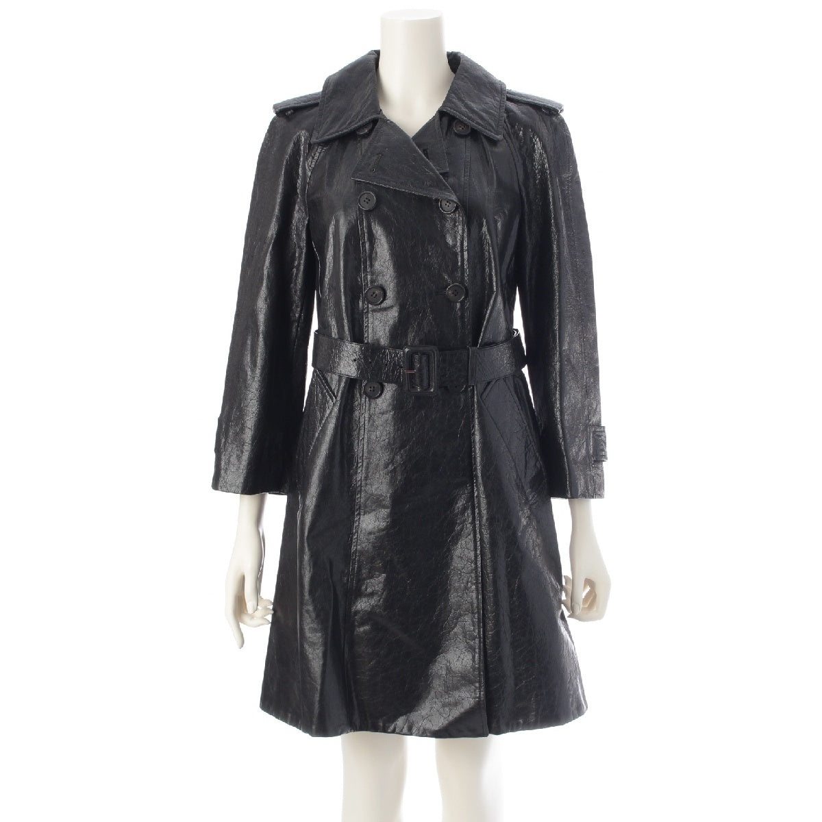 MIUMIU 15 years Lamb leather With belt trench coat outer MPS530 black 40