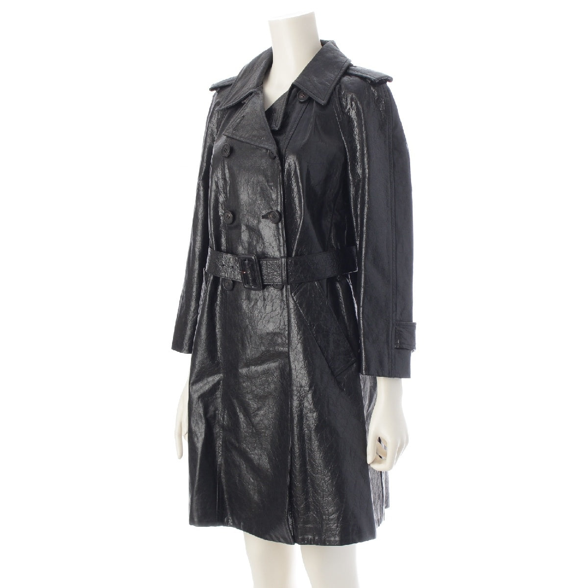 MIUMIU 15 years Lamb leather With belt trench coat outer MPS530 black 40