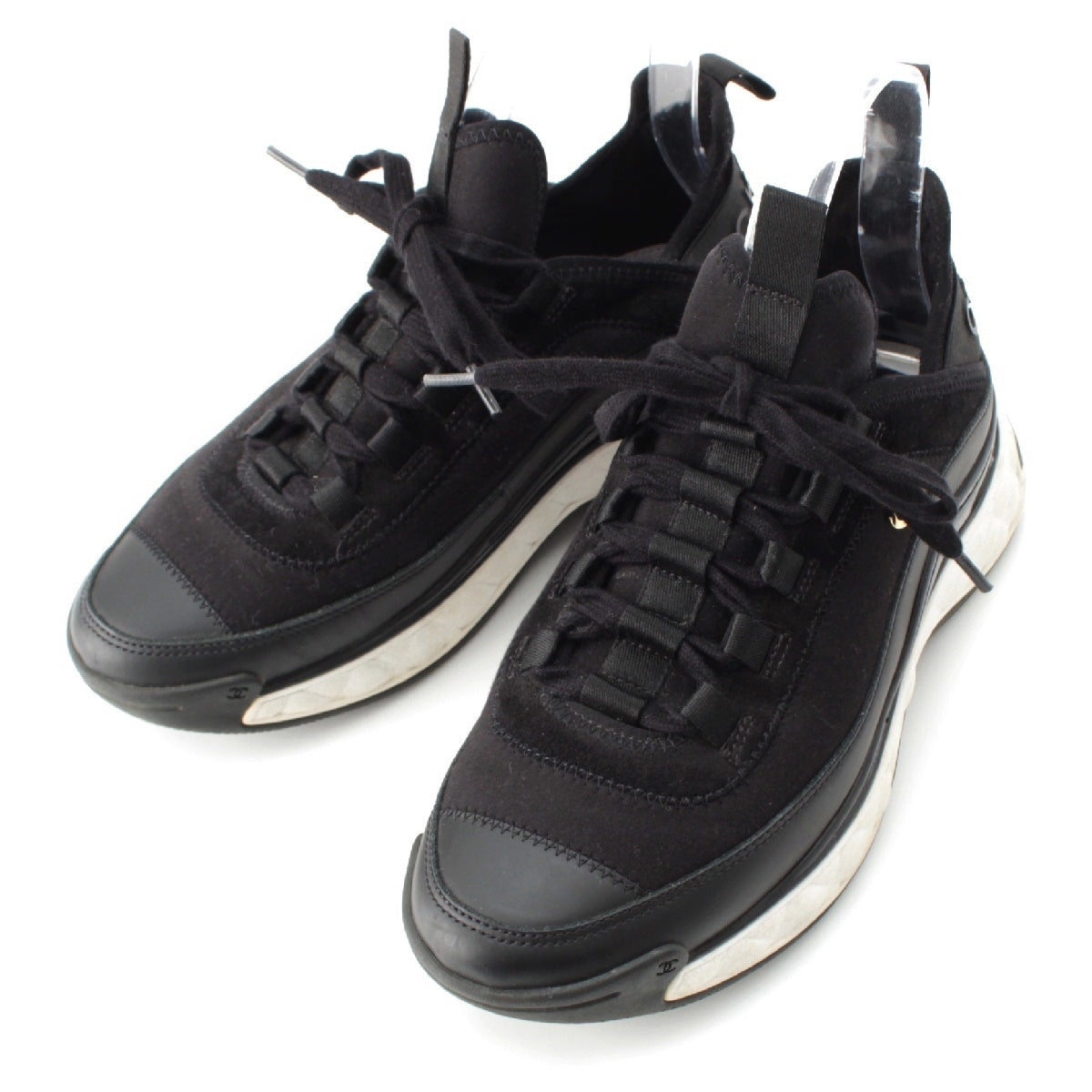 CHANEL fabric COCO Mark Low Cut sneakers shoes G35617 black 37