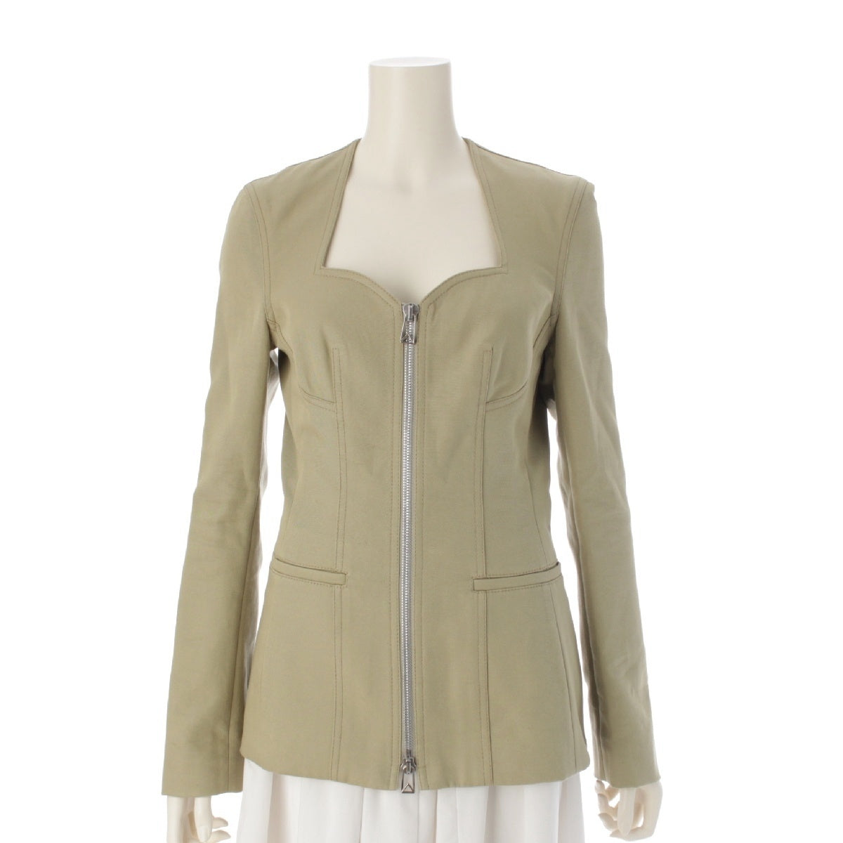 BOTTEGAVENETA 22 years cotton No collar Zip-up Jacket Blouson outerwear 703197 green 36