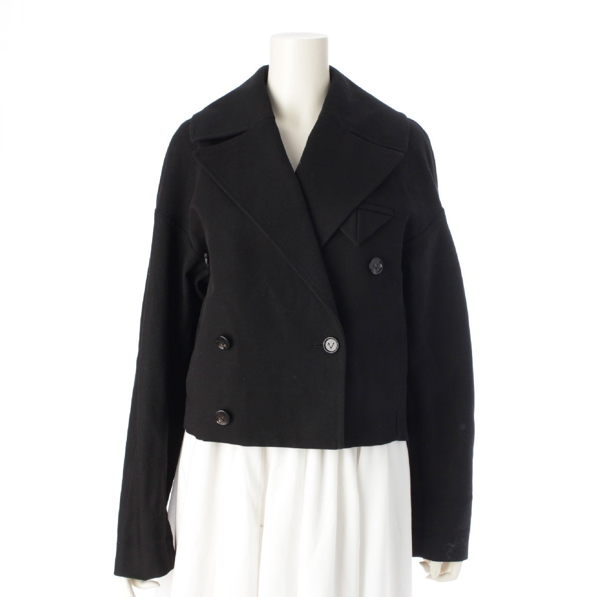 BOTTEGAVENETA cotton Double-breasted Cropped Jacket Short Coat Outerwear 686162 black 36