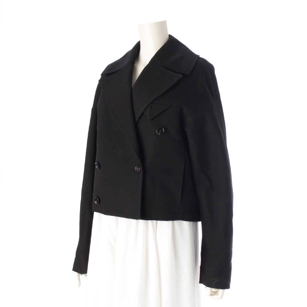 BOTTEGAVENETA cotton Double-breasted Cropped Jacket Short Coat Outerwear 686162 black 36