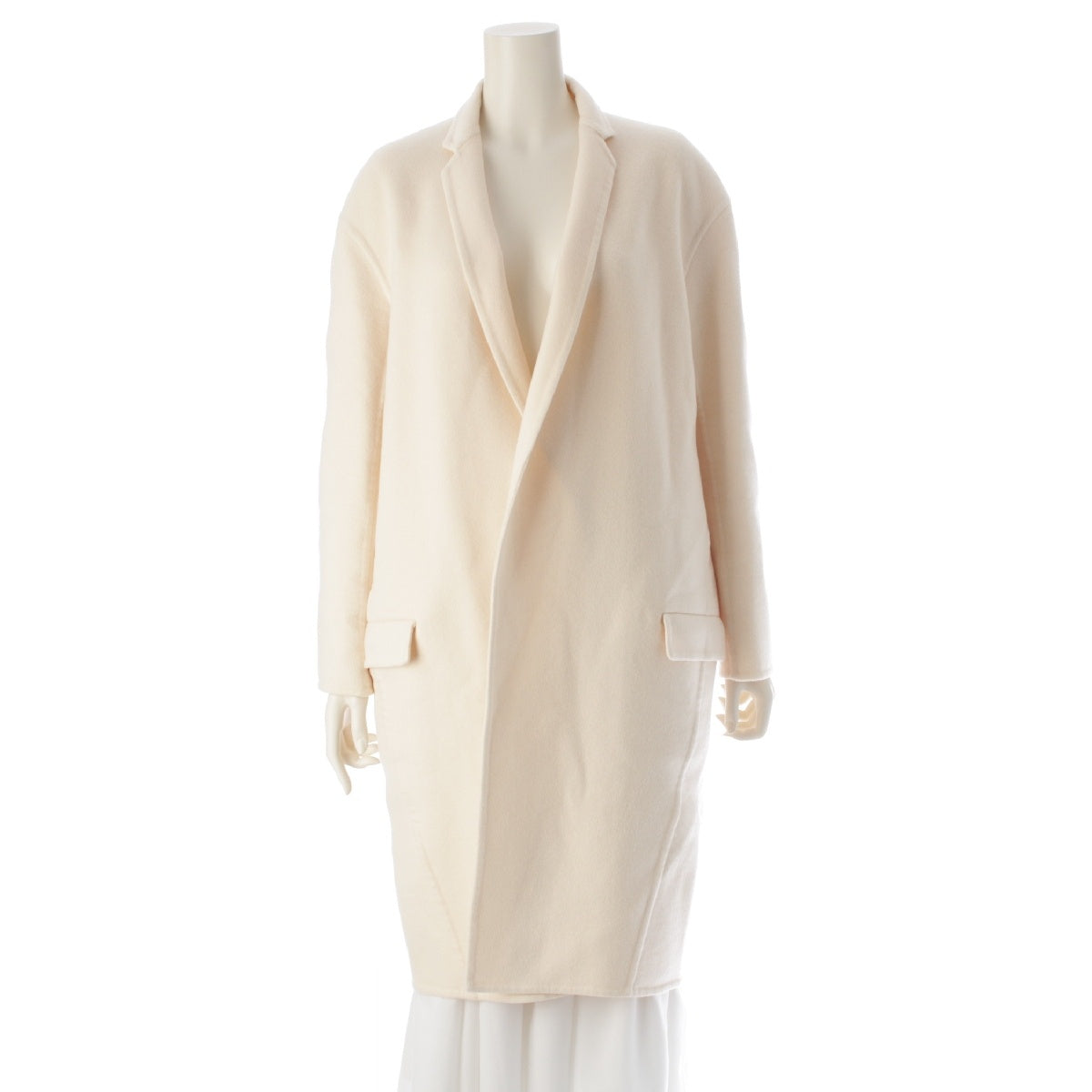 CELINE cashmere Eggcrombie long gown coat outer 2 8H13/670 beige 34