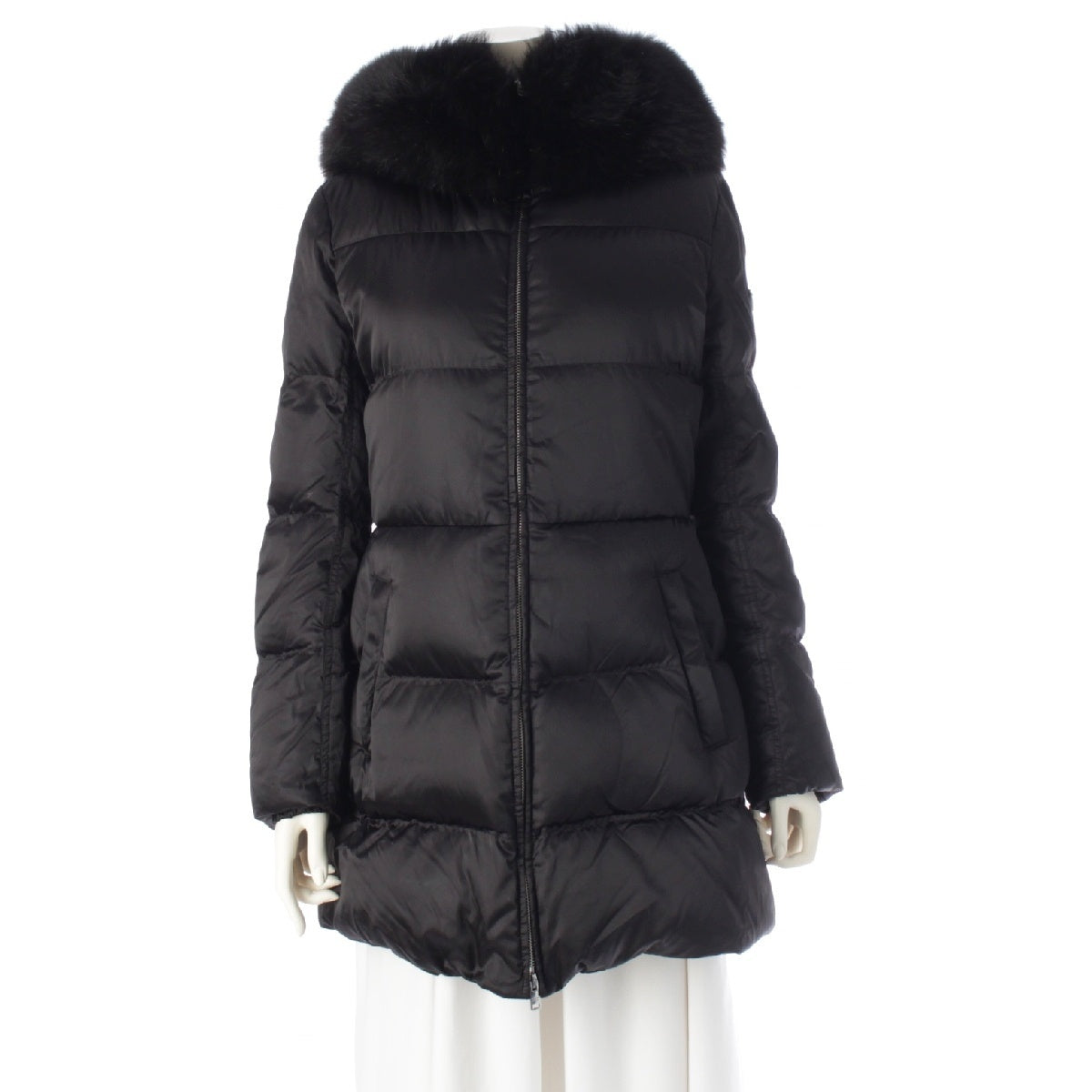 PRADA 19AW Fur Hoodie Long Down jacket Coat outer 29Z117 black 42