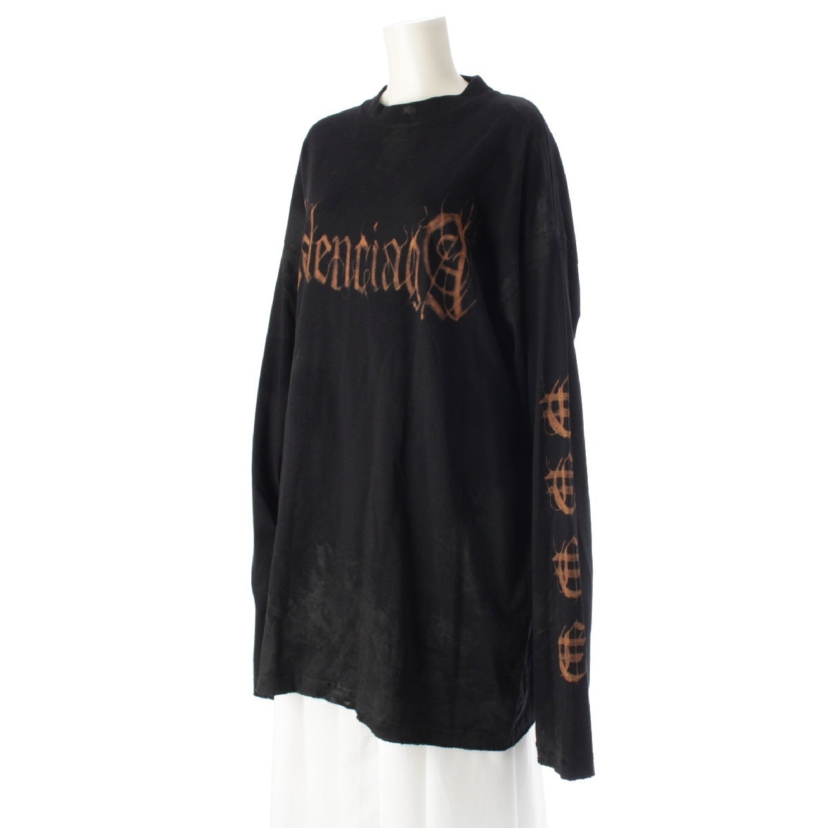 BALENCIAGA 23Stainless Steel TOVE1 cotton Destroy Logo Long-sleeved T-shirt Tops cut 739783 black 4