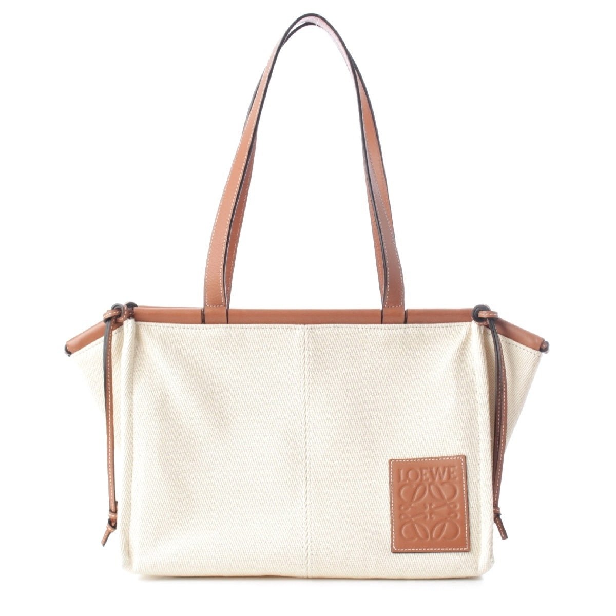 LOEWE Cushion tote small Anagram Long Shoulder Tote Bag 330.02AB90 Beige brown