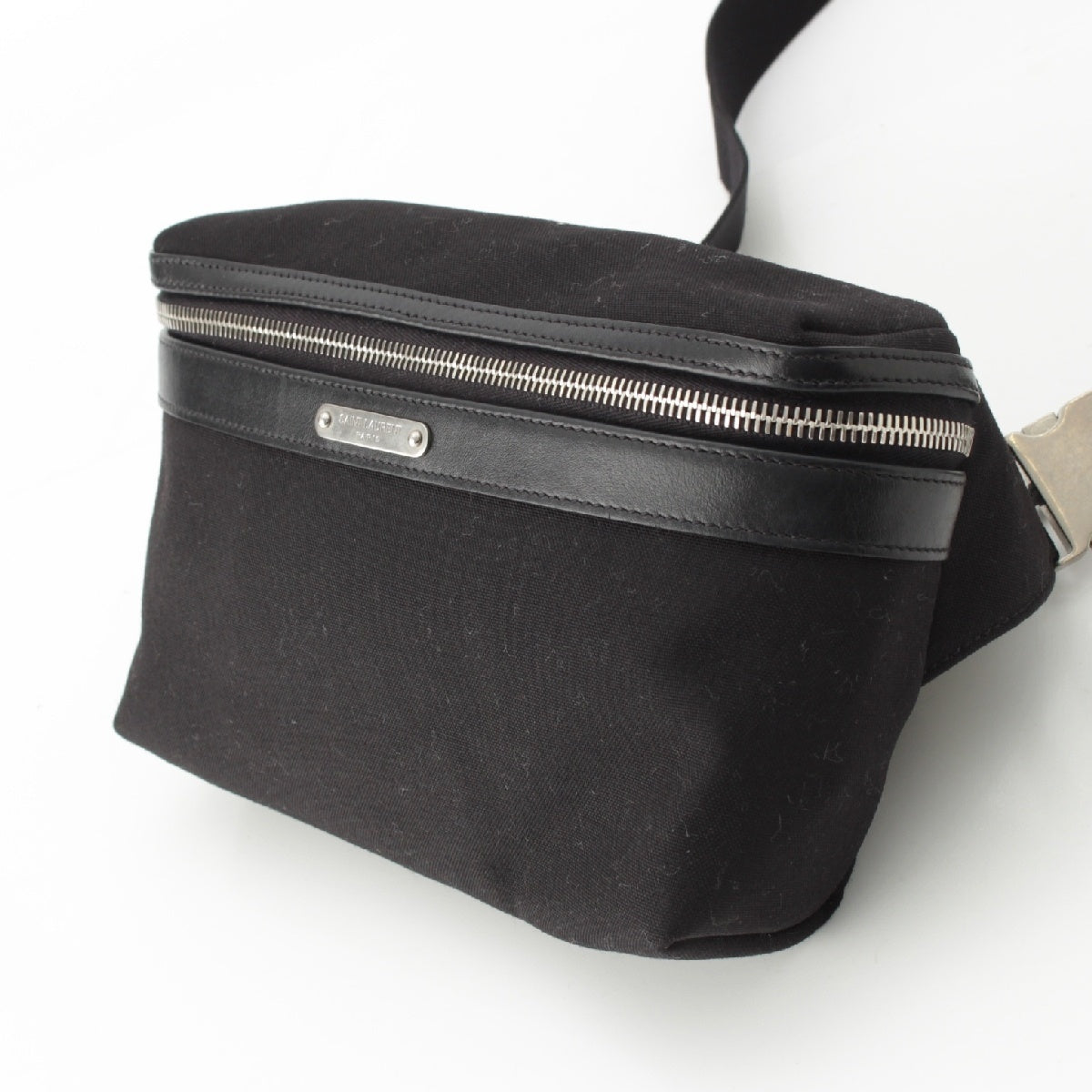 SAINT LAURENT City Leather canvas With logo Waist bag Cross body 505973 black