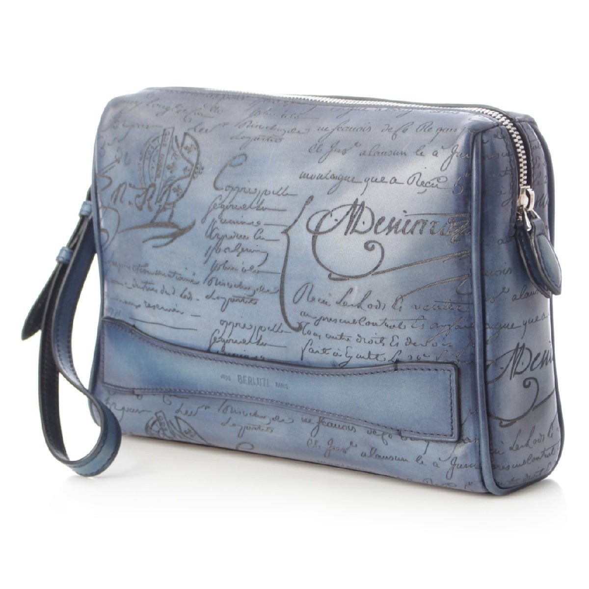Berluti Rosewood Scrit Calligraphy business bag Clutch pouch blue
