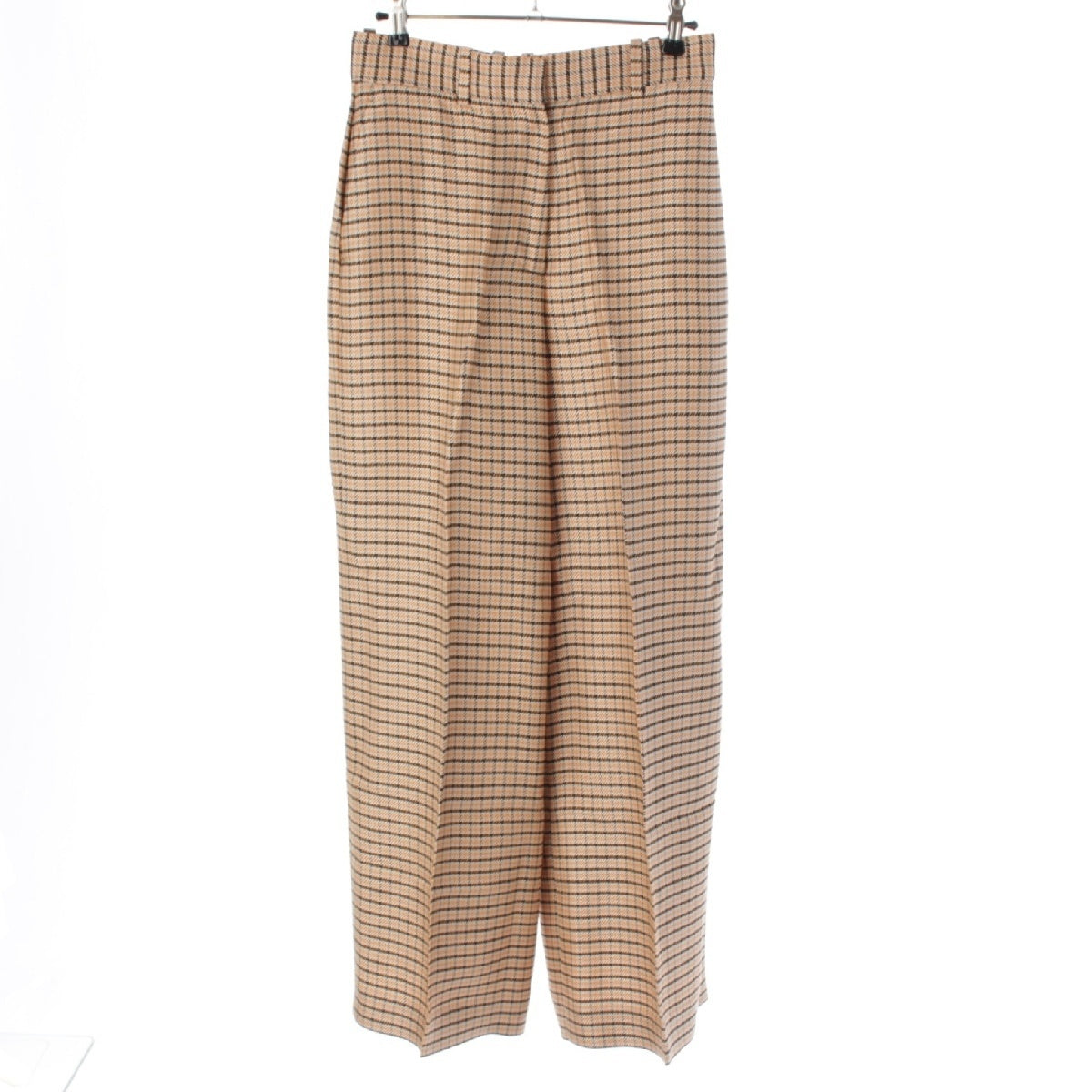 LANVIN cotton Center Press Check Pattern Wide Pants Slacks Bottoms multicolor 36