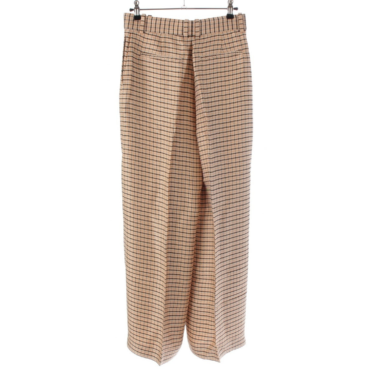 LANVIN cotton Center Press Check Pattern Wide Pants Slacks Bottoms multicolor 36