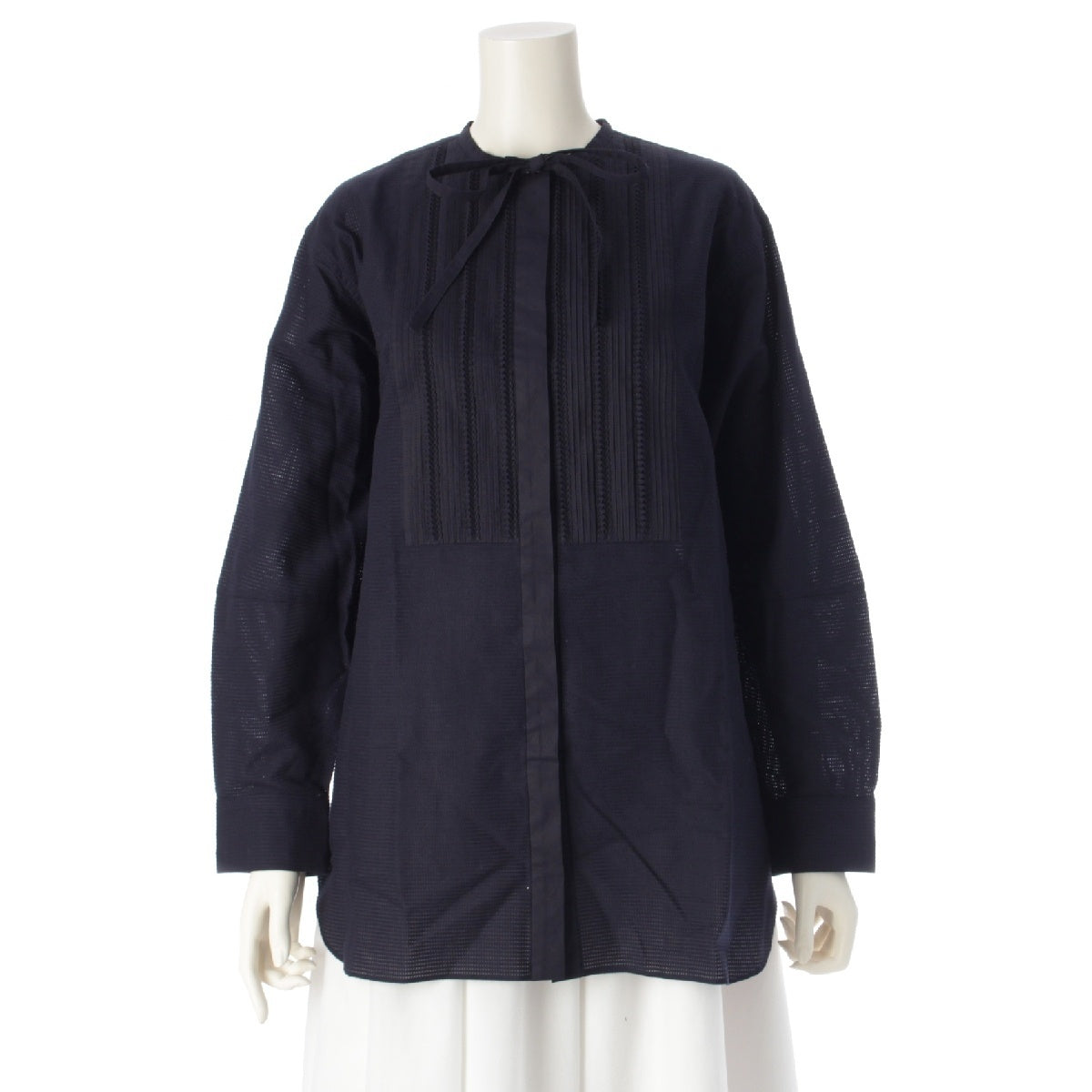 Drawer cotton No-collar Tuxedo Shirt blouse tops 6511-299-0514 Navy F