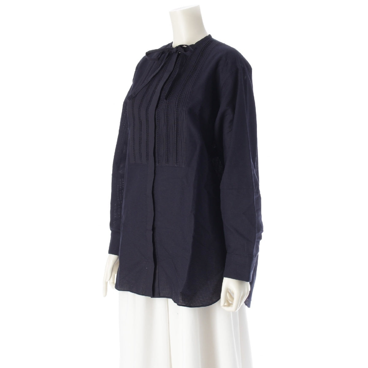 Drawer cotton No-collar Tuxedo Shirt blouse tops 6511-299-0514 Navy F