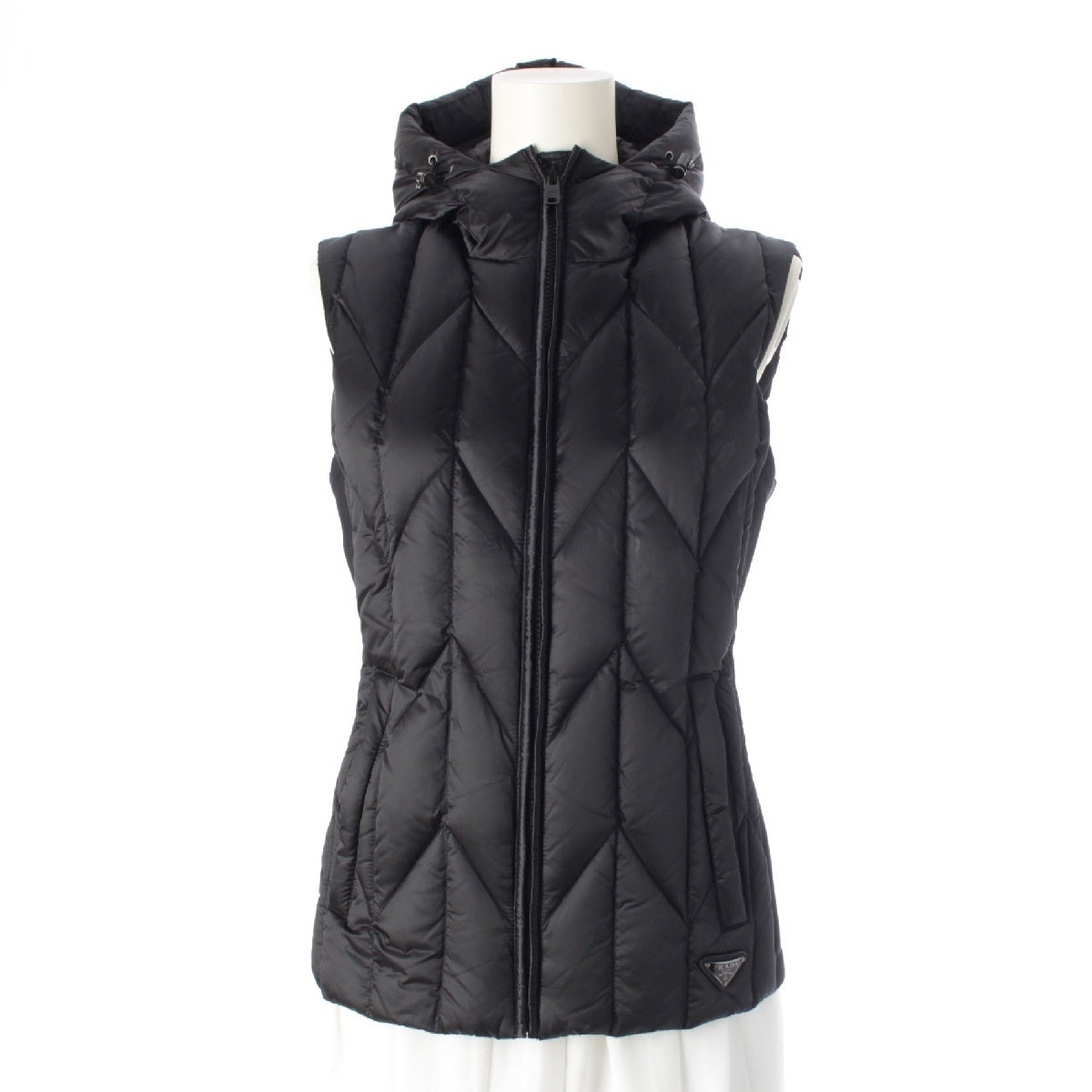 PRADA 15 years Nylon Quilted hoodie Down vest Jackets Tops Outerwear 29B984 black 40
