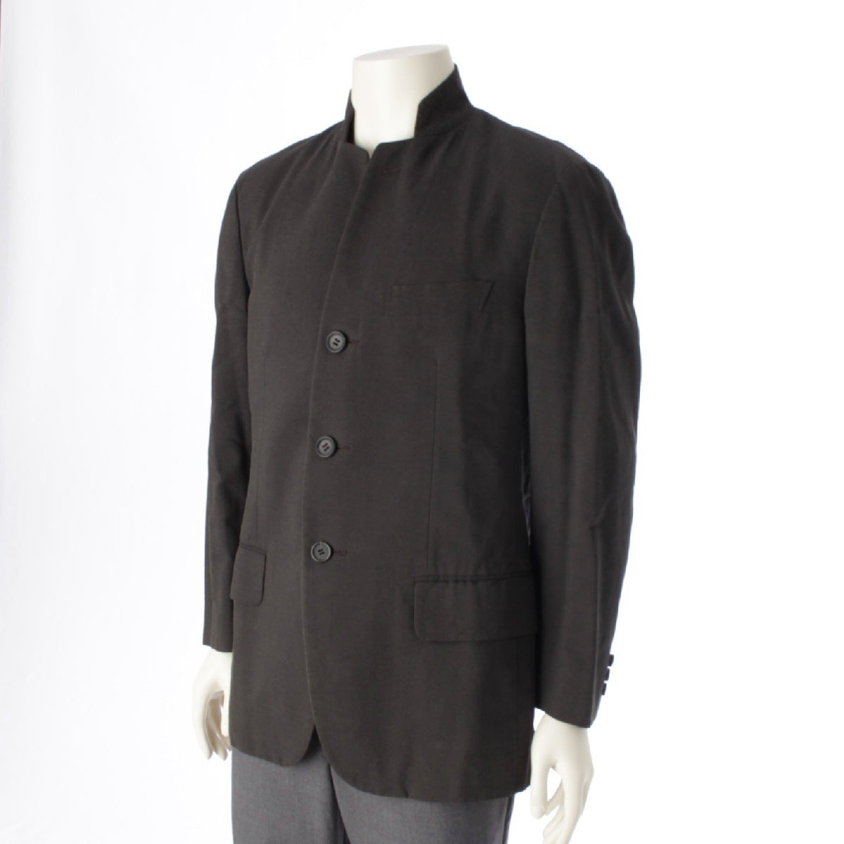 ISSEY MIYAKE MEN wool cotton Collar stitching Mao collar single Jacket ME61-FD160 black 2