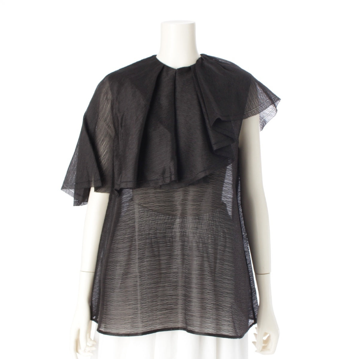 Drawer Linen x Silk See-through jacquard blouse tops 6521-299-1030 black F