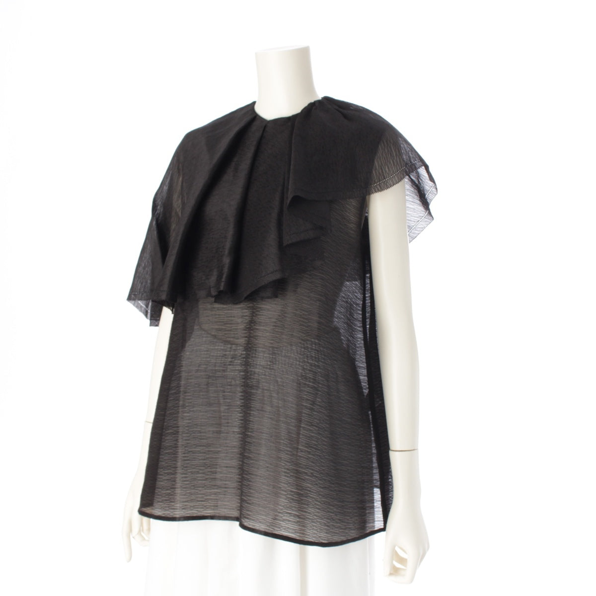 Drawer Linen x Silk See-through jacquard blouse tops 6521-299-1030 black F