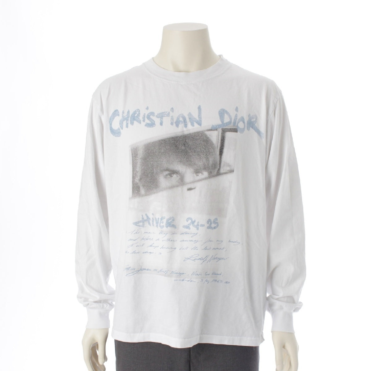 Dior 24-25 cotton HIVER logo print Long-sleeved T-shirt Cut Top 44DJ610A0817 white L