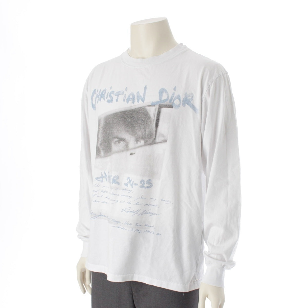 Dior 24-25 cotton HIVER logo print Long-sleeved T-shirt Cut Top 44DJ610A0817 white L